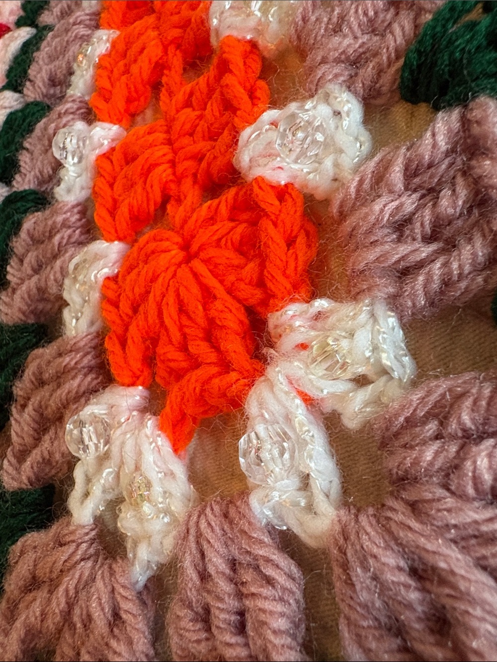 Handcrafted Multicolor Crochet Throw Runner - White Trim Decorative Clear Bids ! - Picture 5 of 9